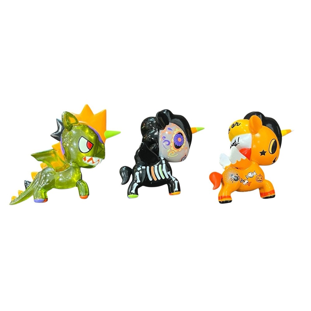 Tokidoki Unicorno Halloween 3 Pack Set 2017 Candycorno Kaijucorno Caramelo Loose